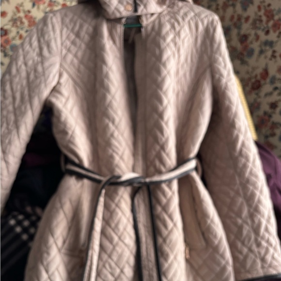 Calvin Klein Beige with dark brown piping coat - Picture 1 of 8
